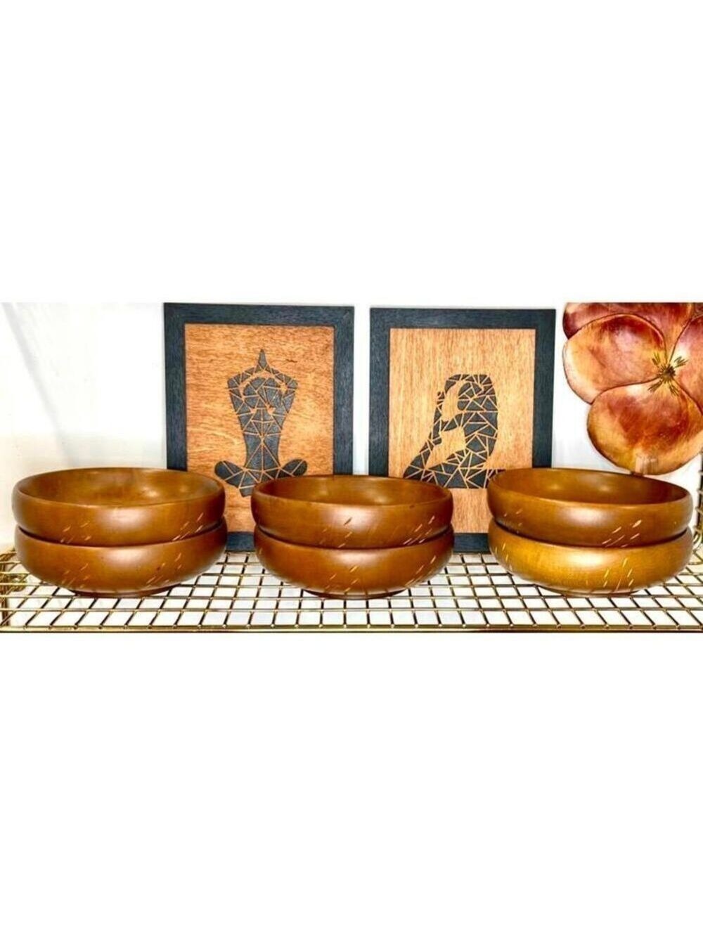 Set of 6 Vintage Baribocraft Canada Wooden Bowls – Mid-Century Modern Maple Wood